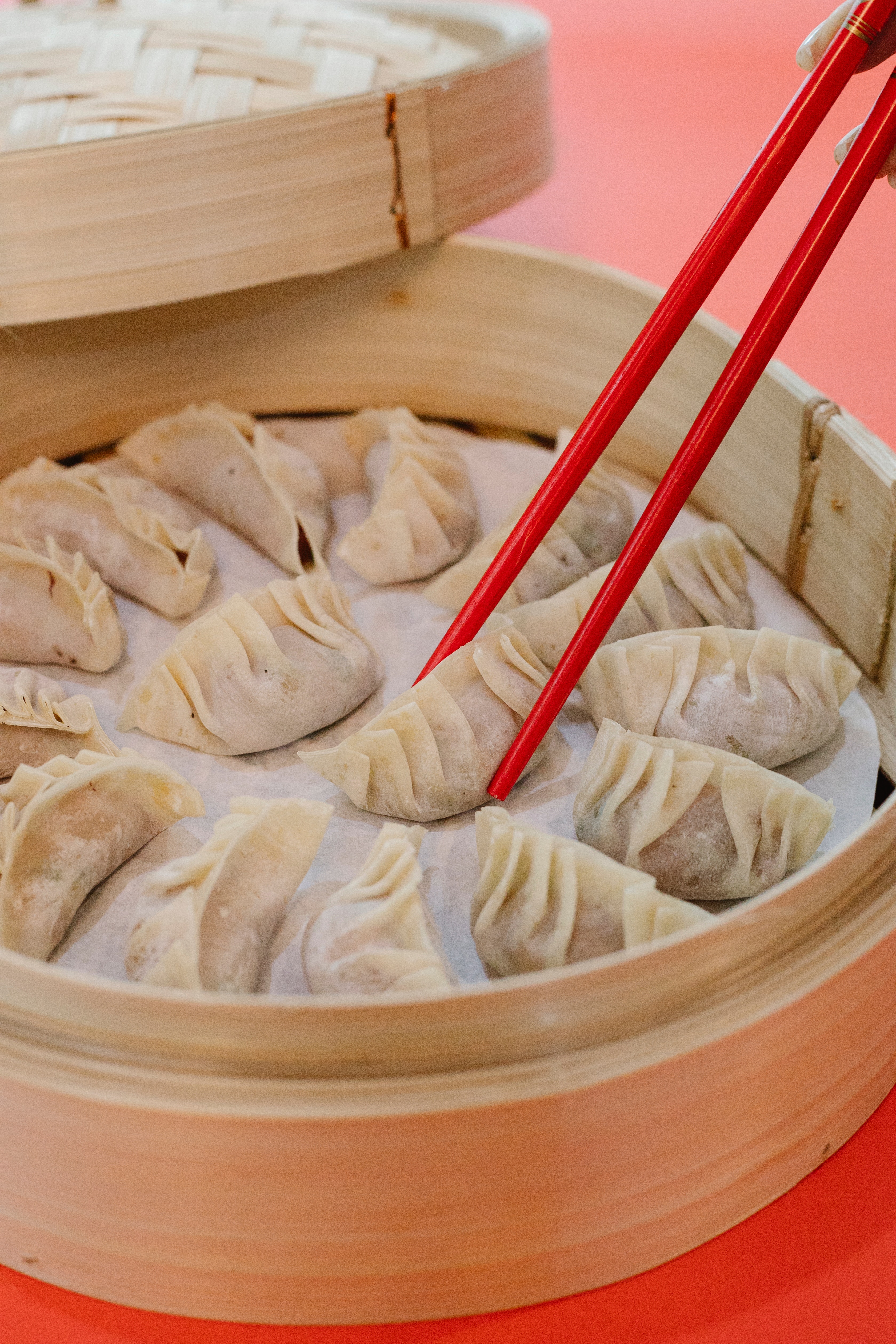 dumplings with chopsticks