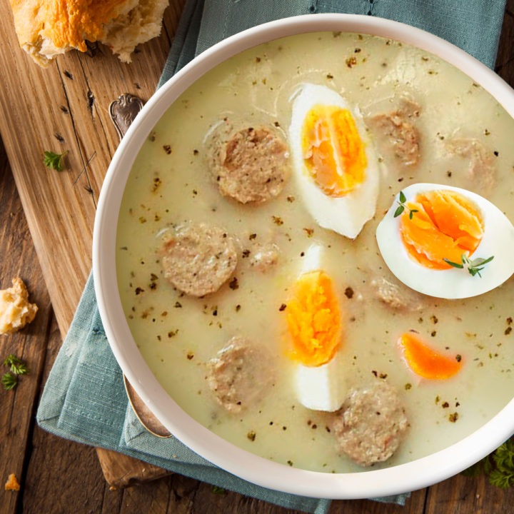 soup with egg and sausage